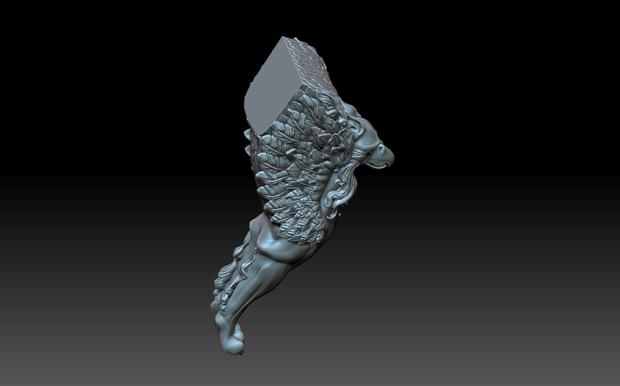 Gryphon statue of lion 3D print model_7