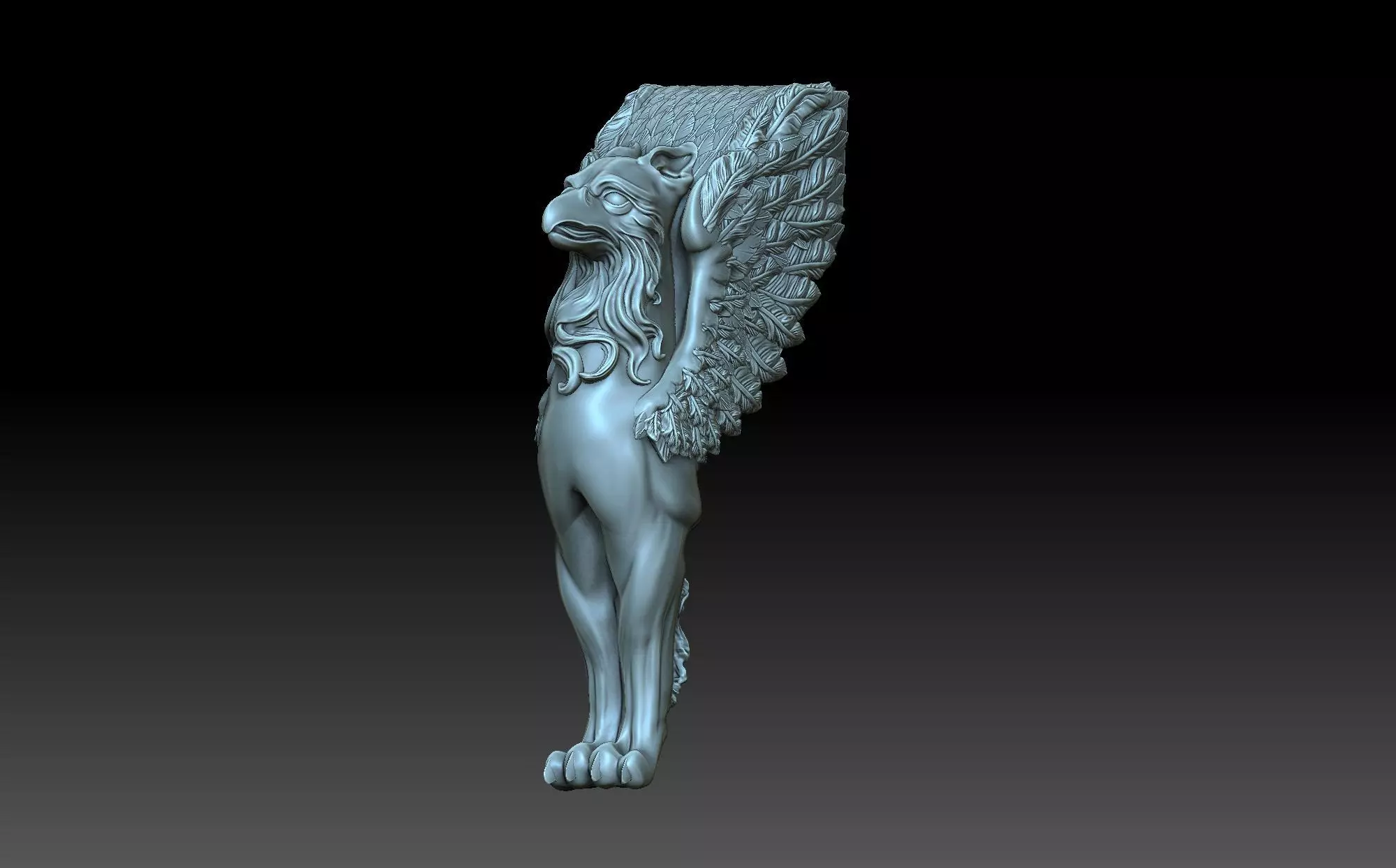 Gryphon statue of lion 3D print model_0
