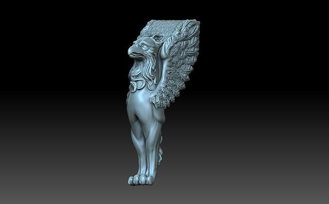 Gryphon statue of lion 3D print model