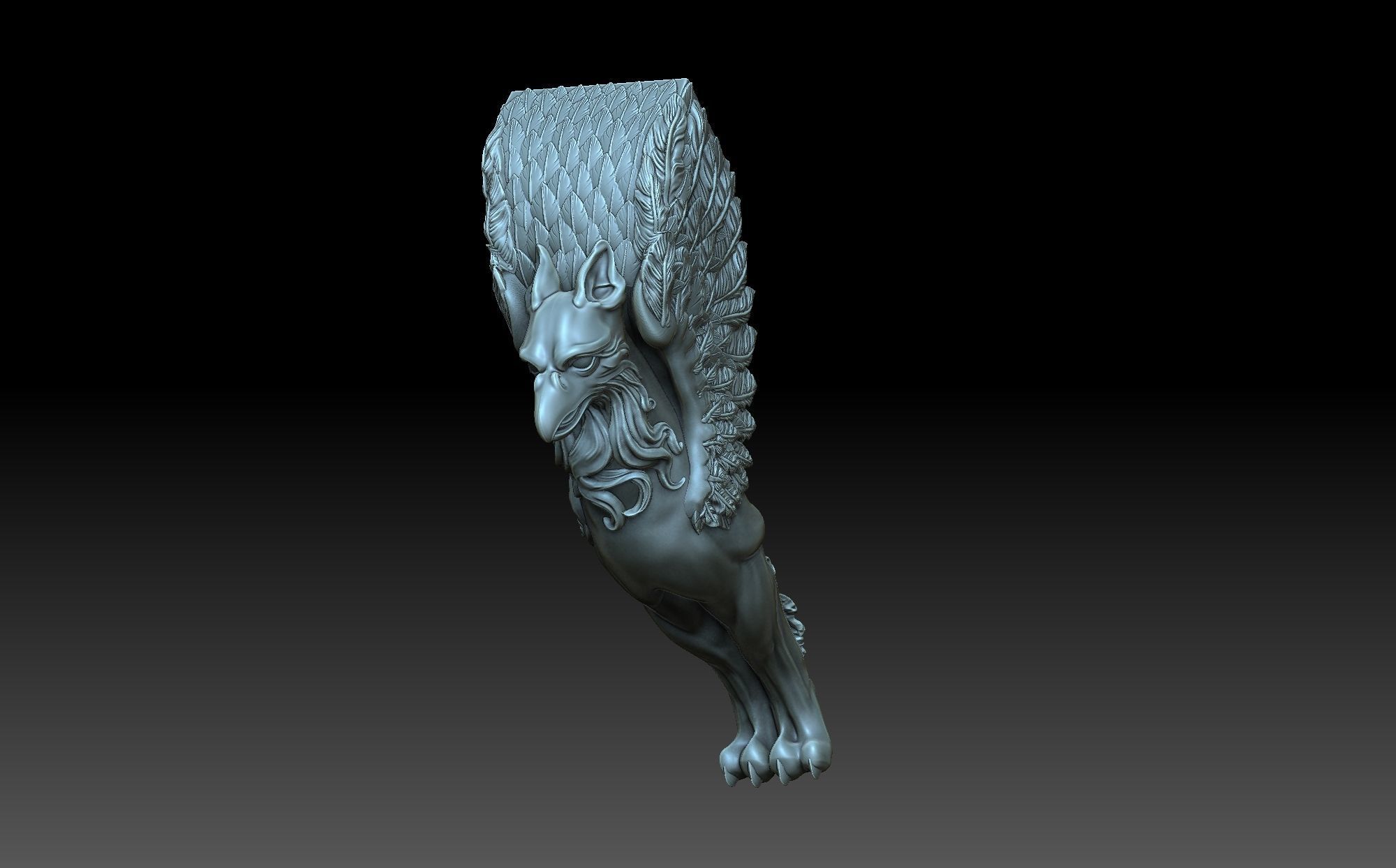 Gryphon statue of lion 3D print model_6