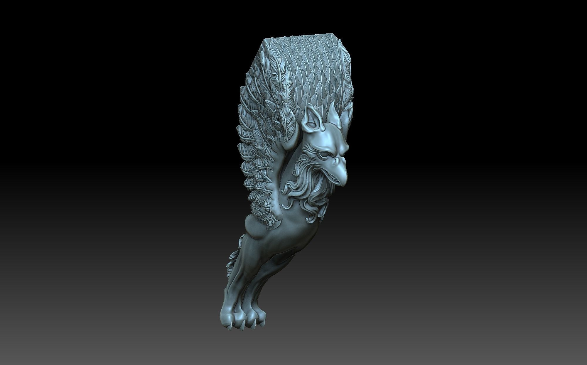 Gryphon statue of lion 3D print model_5
