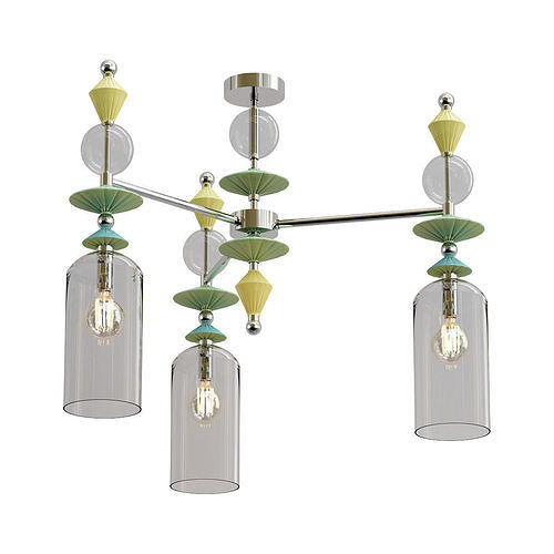 odeon three light fixtures with glass shades 3D model
