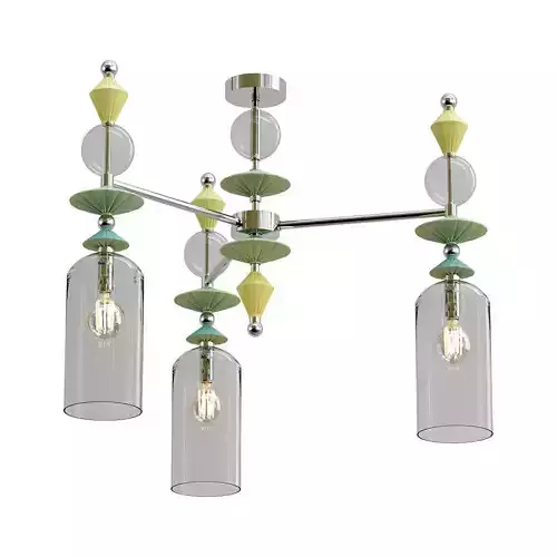 odeon three light fixtures with glass shades 3D model