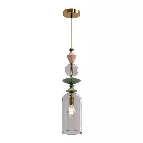 odeon glass pendant light with gold and accents 3D model