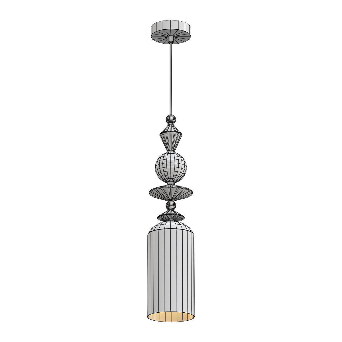 odeon glass pendant light with gold and accents 3D model_1
