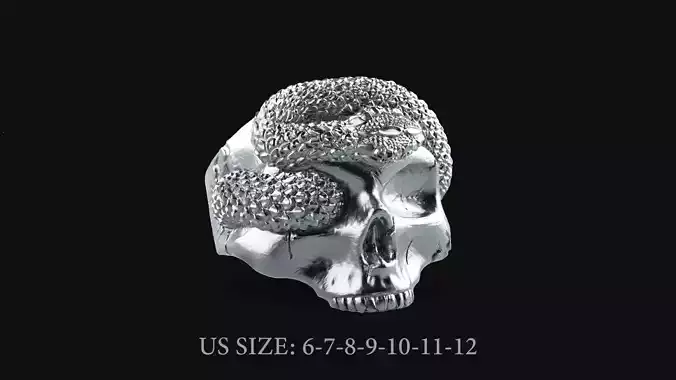 Skull Snake ring 3D print model