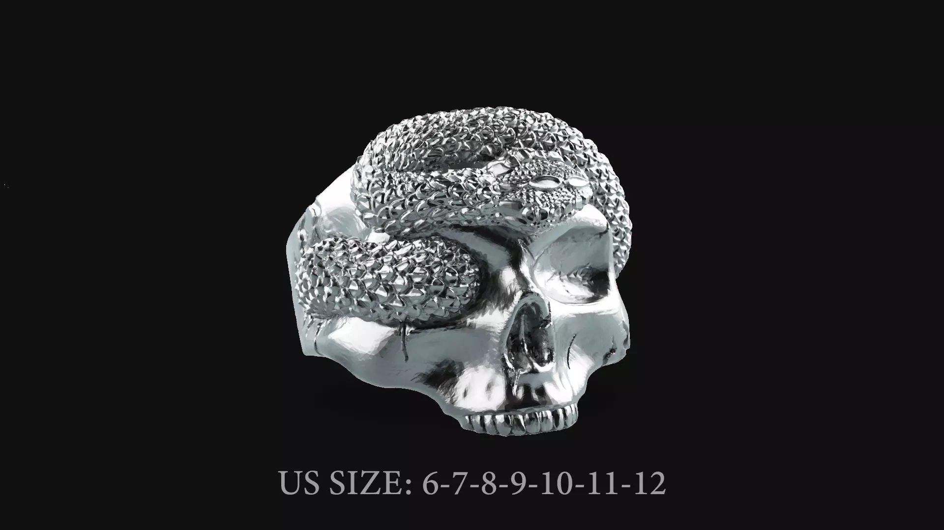 Skull Snake ring 3D print model_0
