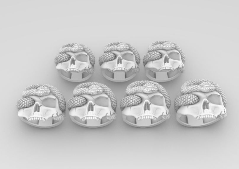 Skull Snake ring 3D print model_7