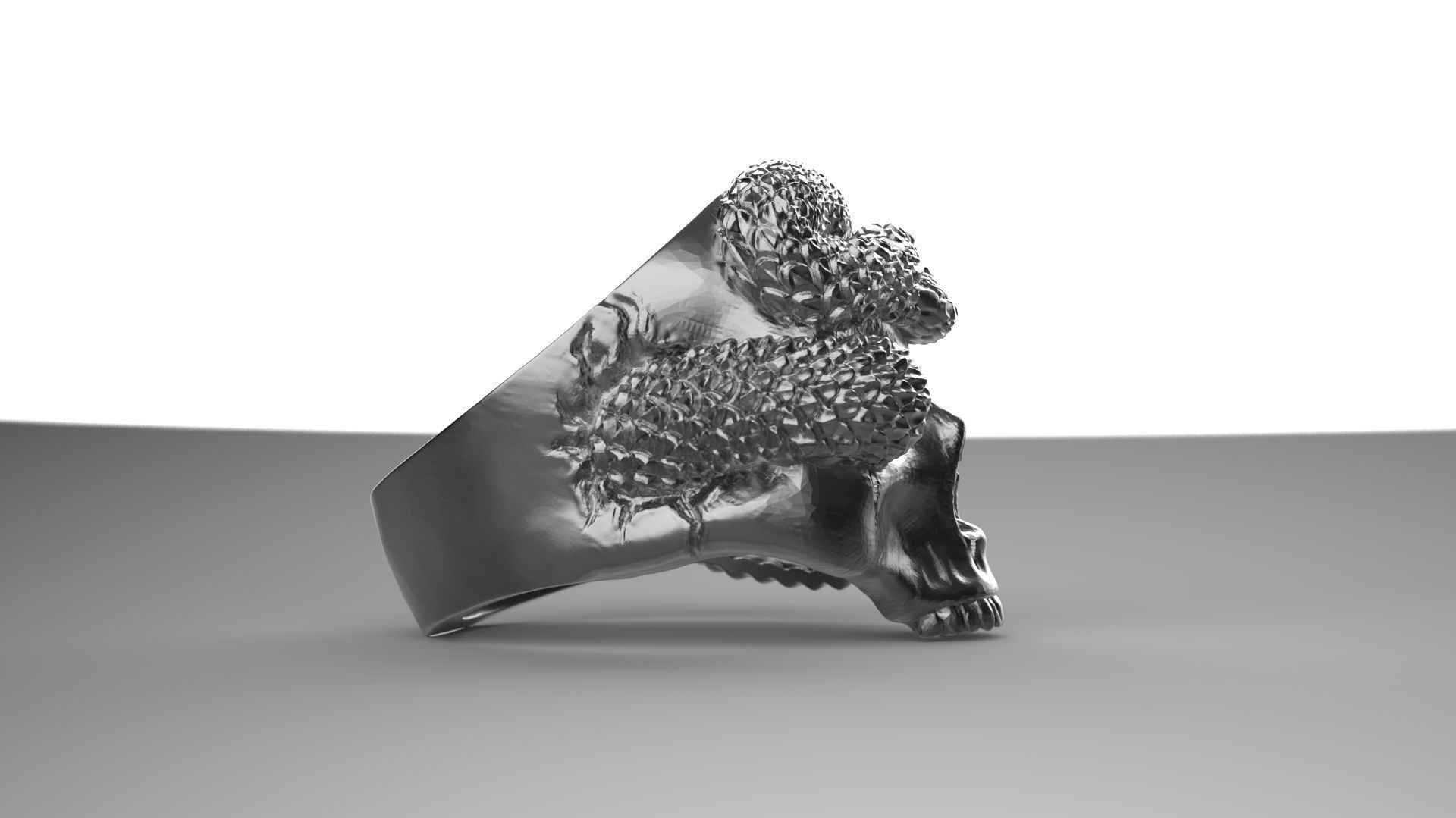 Skull Snake ring 3D print model_15