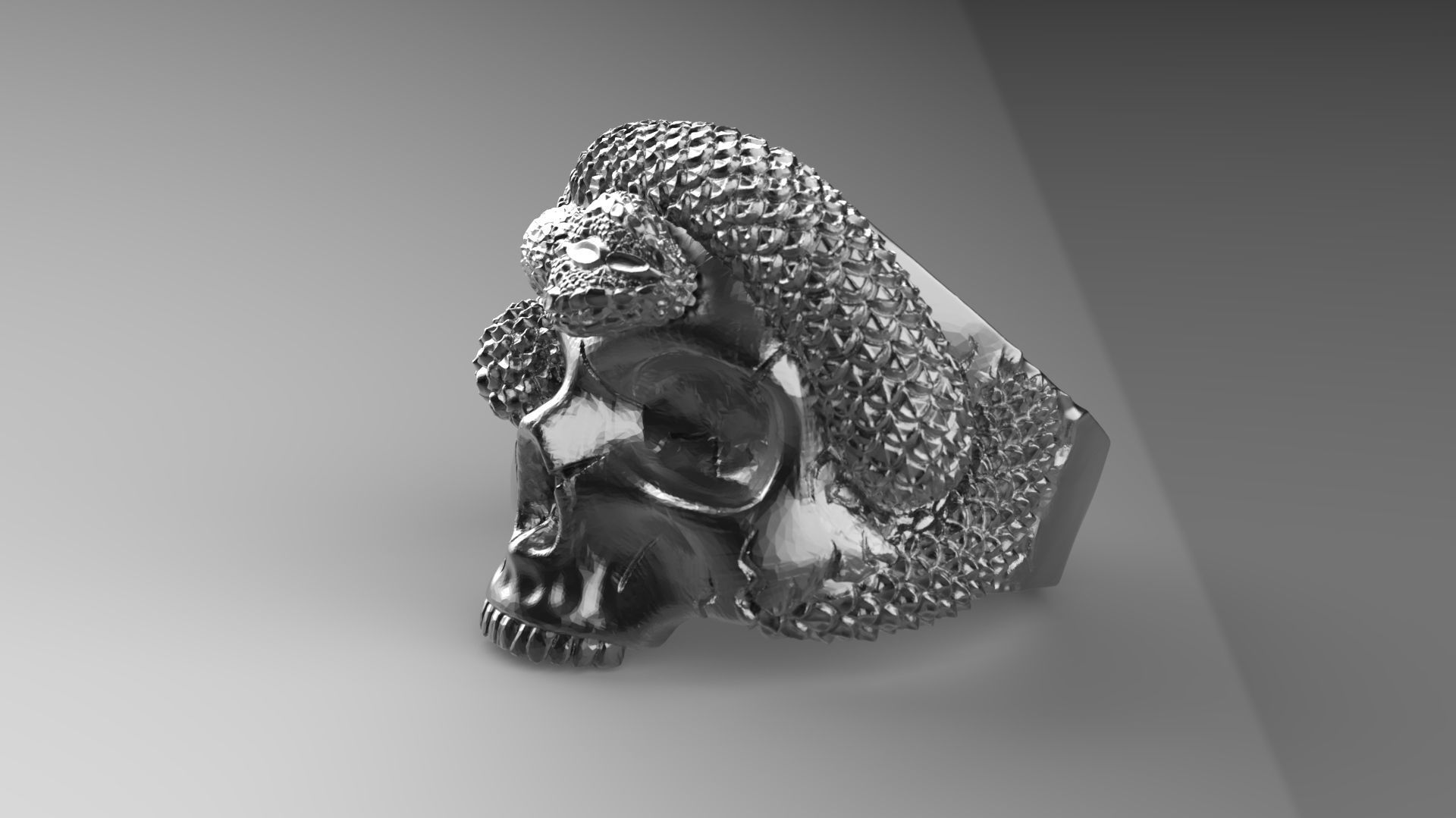 Skull Snake ring 3D print model_17