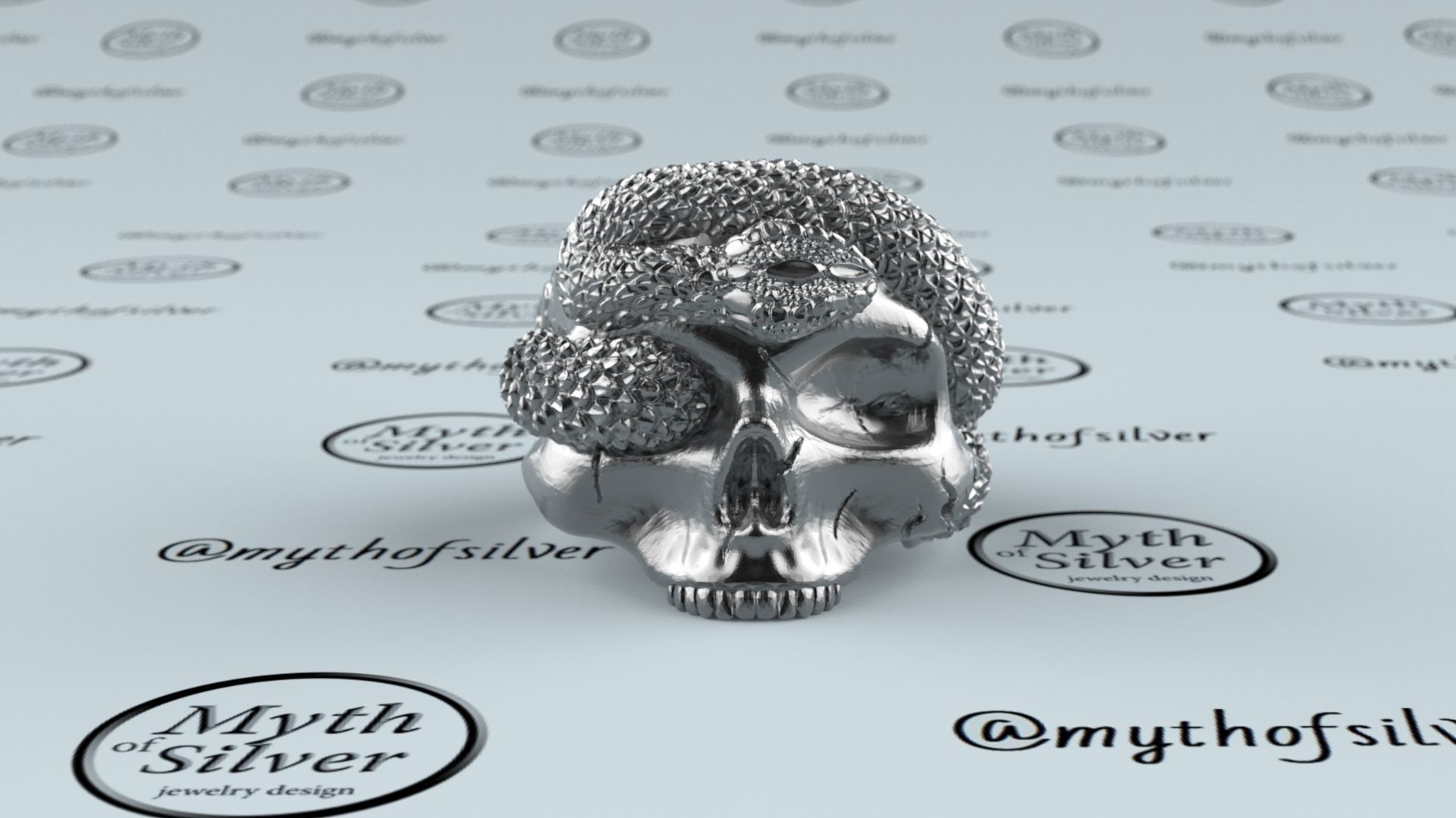 Skull Snake ring 3D print model_3