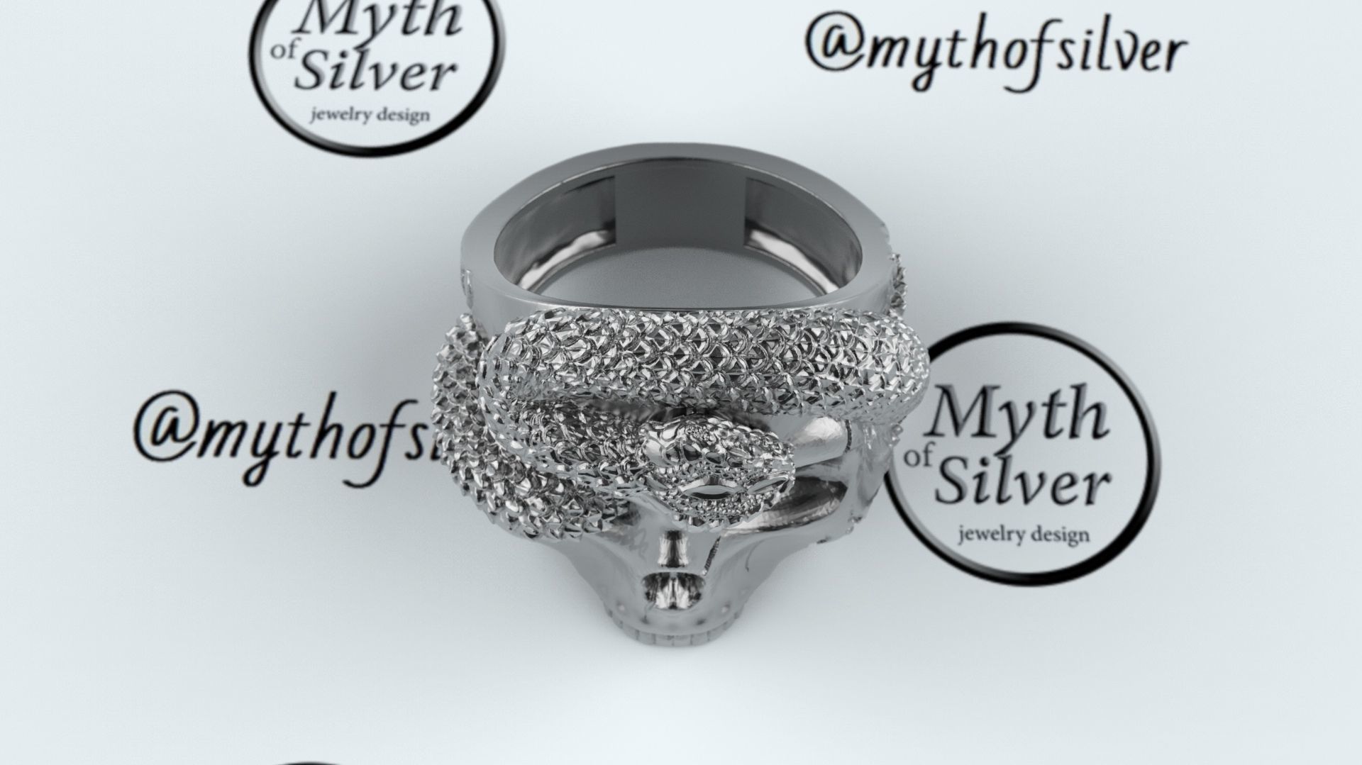 Skull Snake ring 3D print model_9
