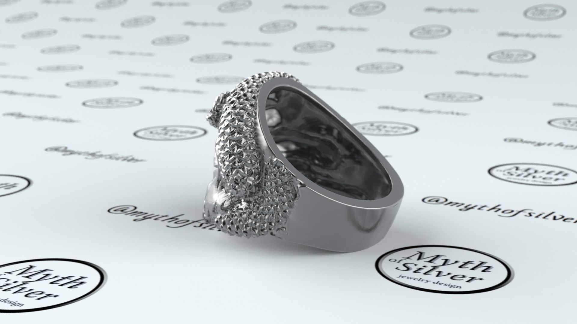 Skull Snake ring 3D print model_11