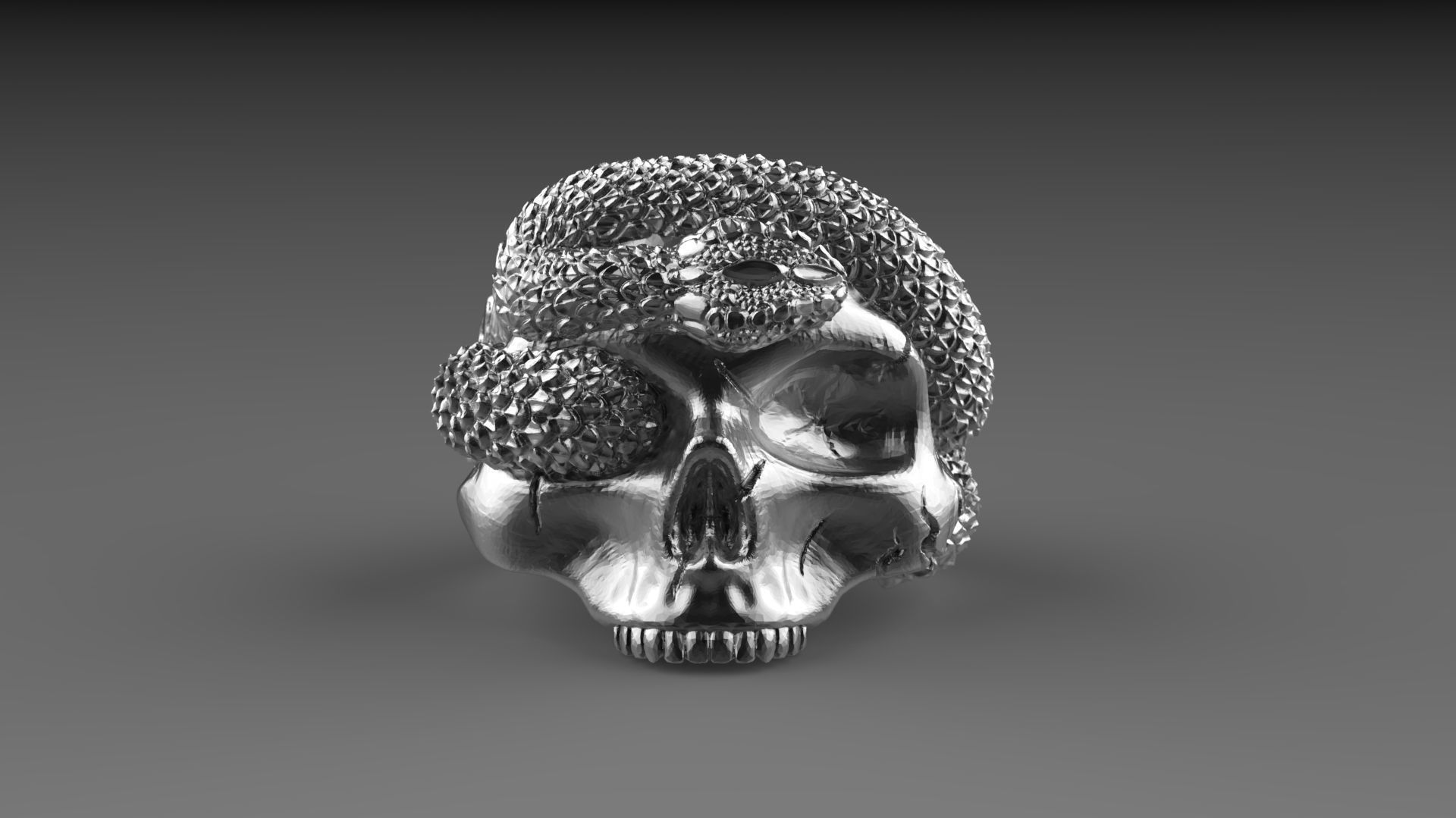 Skull Snake ring 3D print model_14