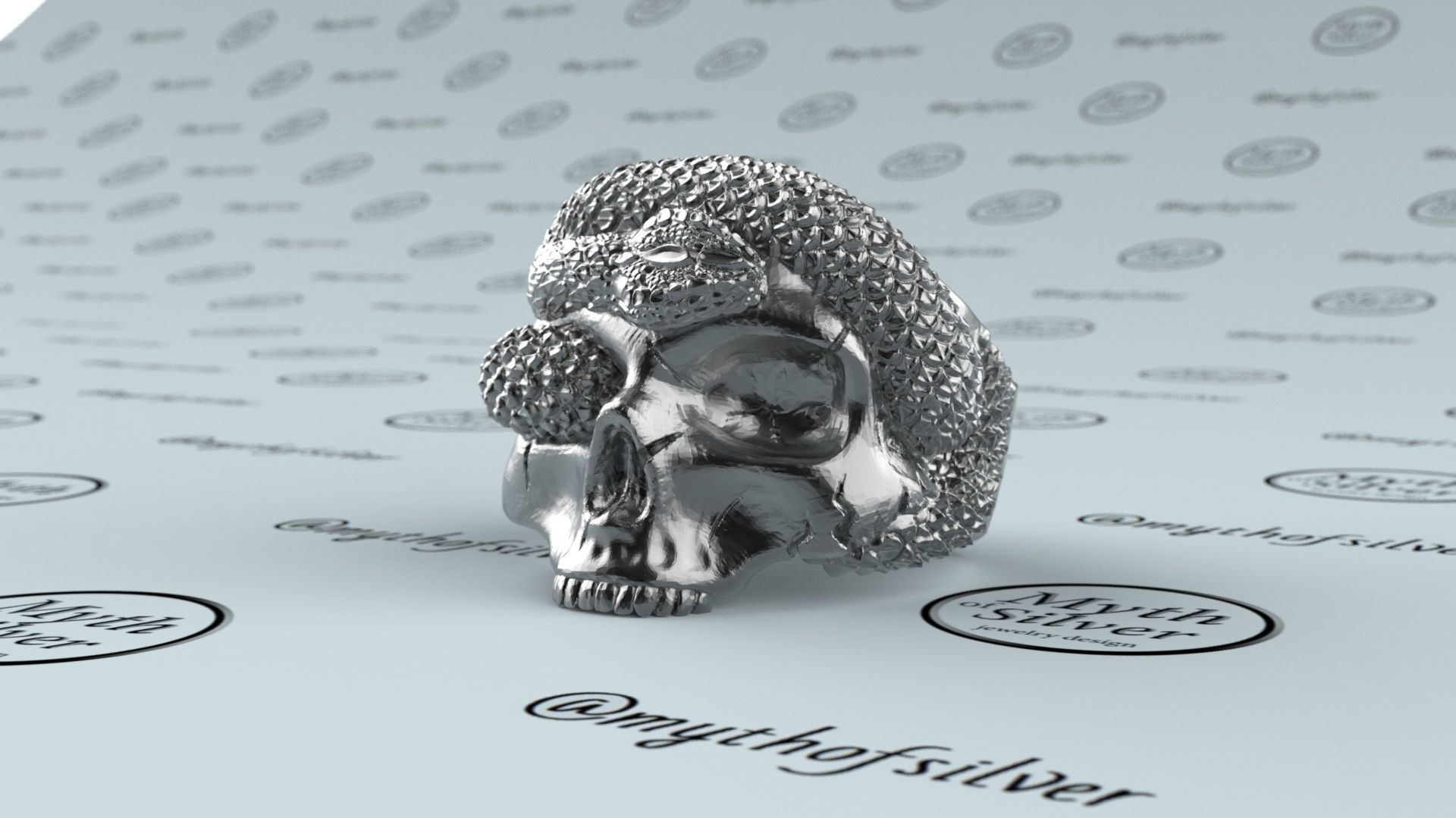 Skull Snake ring 3D print model_4