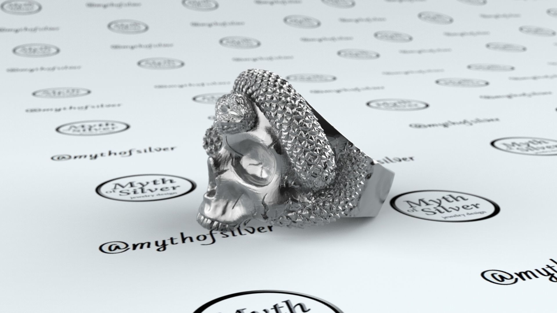 Skull Snake ring 3D print model_10