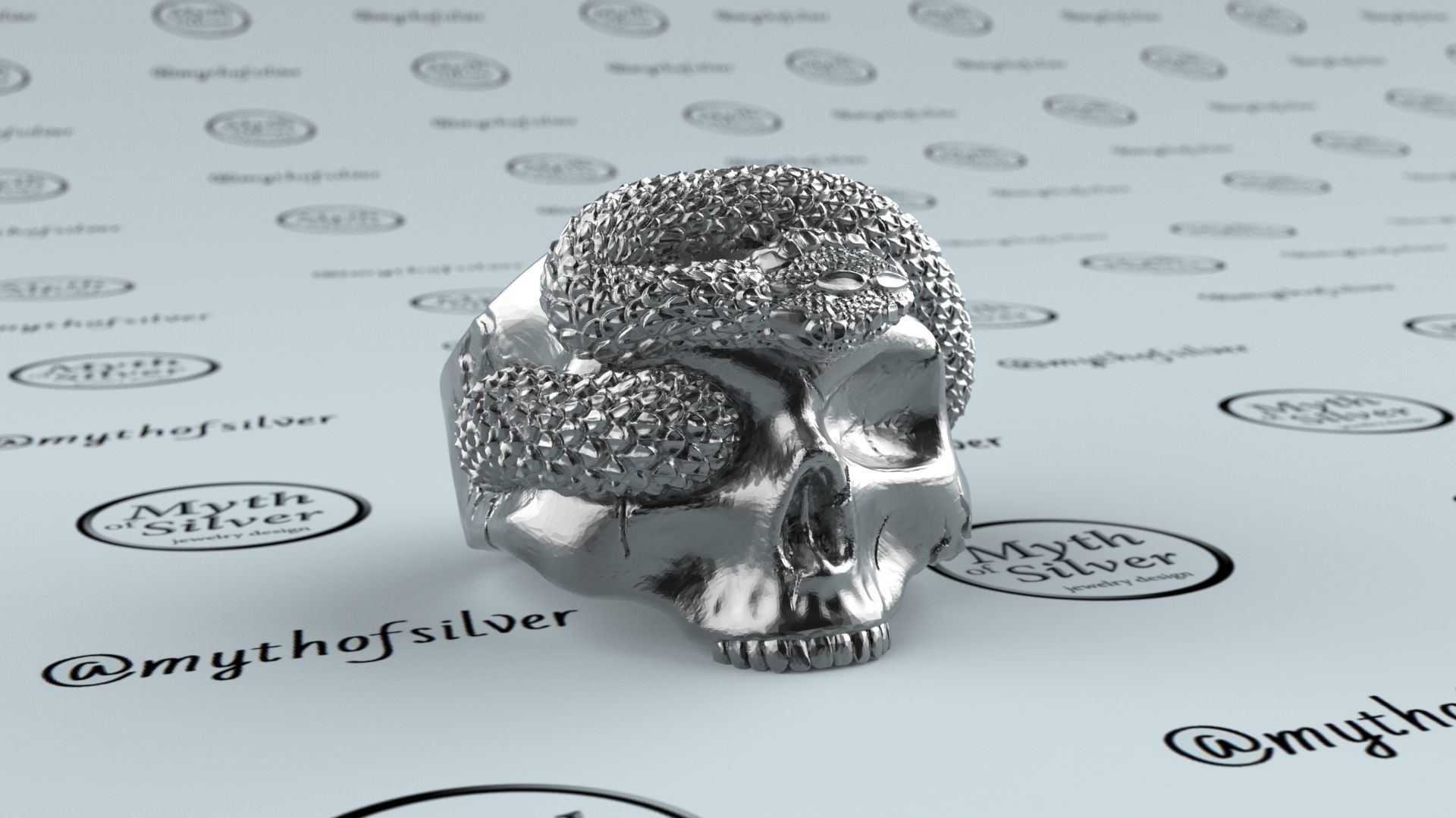 Skull Snake ring 3D print model_2