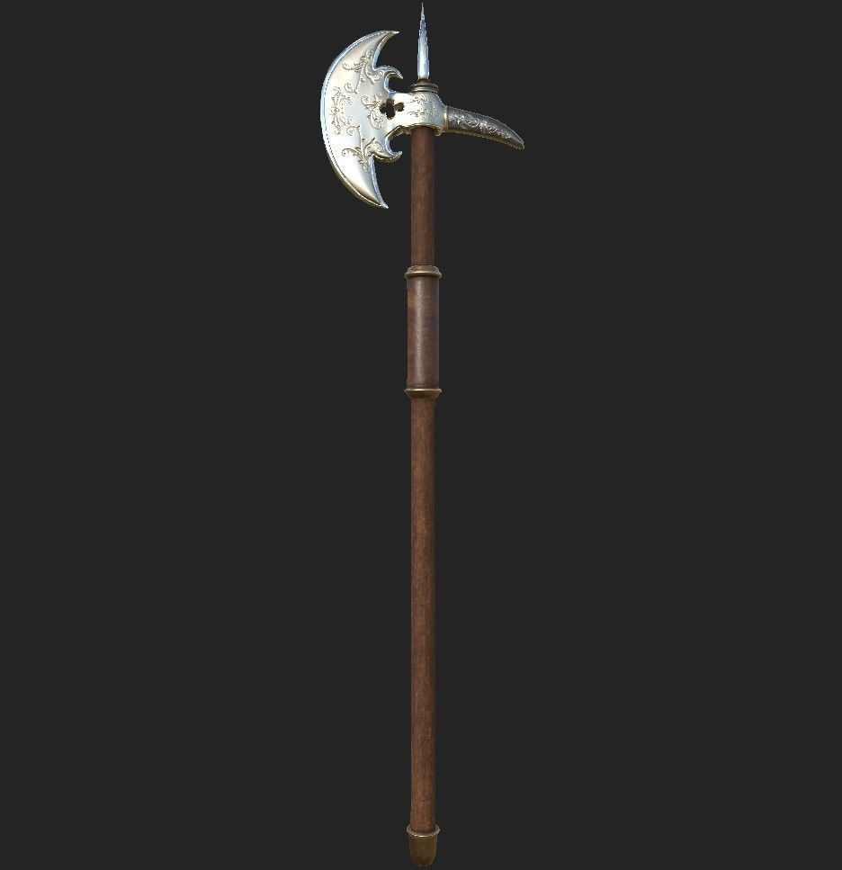Medieval Halberd Low-poly 3D model_9
