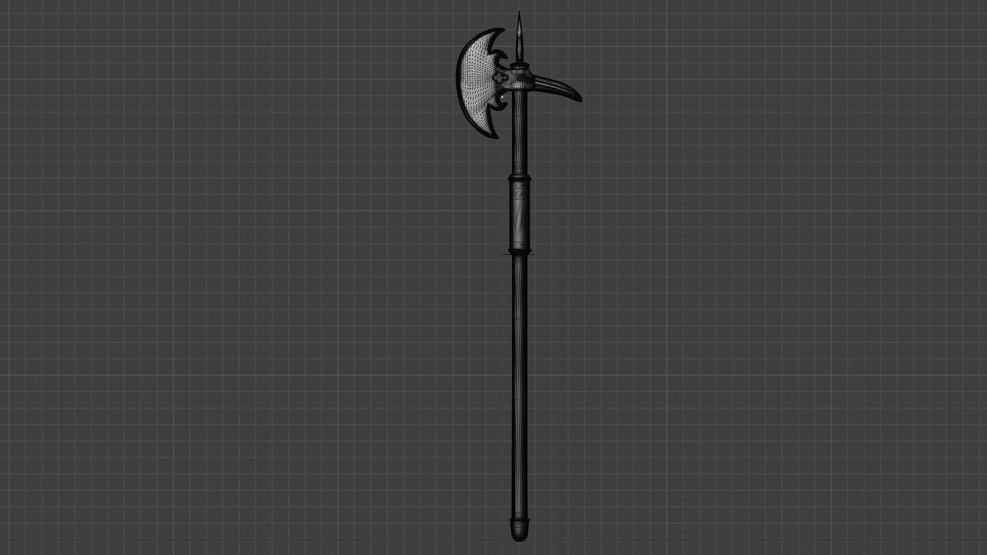 Medieval Halberd Low-poly 3D model_12