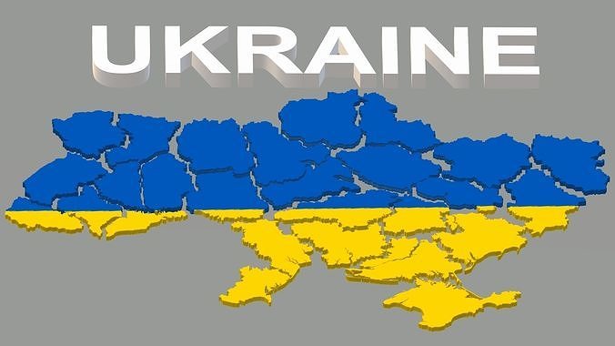 Ukraine map Low-poly 3D model