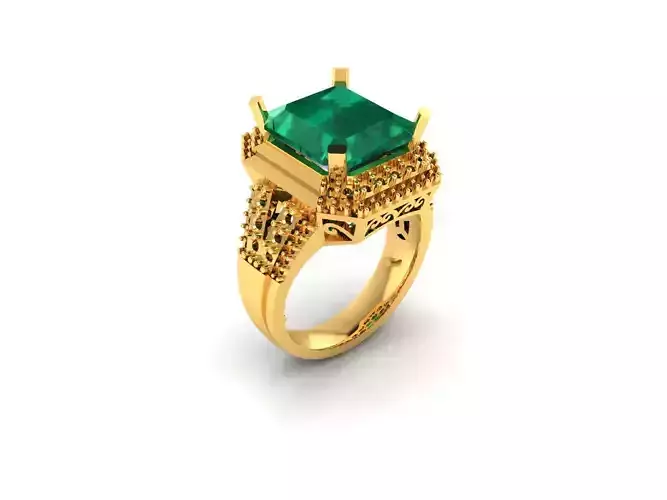 Women Solitaire Princess Ring 3dm stl obj fbx Render Details