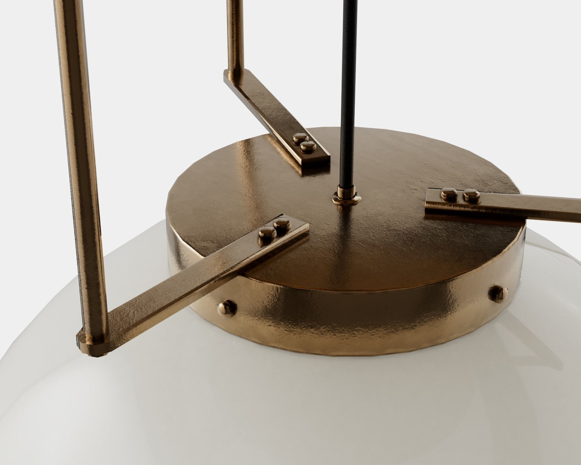 Spherical retro ceiling light pbr game ready C4D model Low-poly 3D model_5