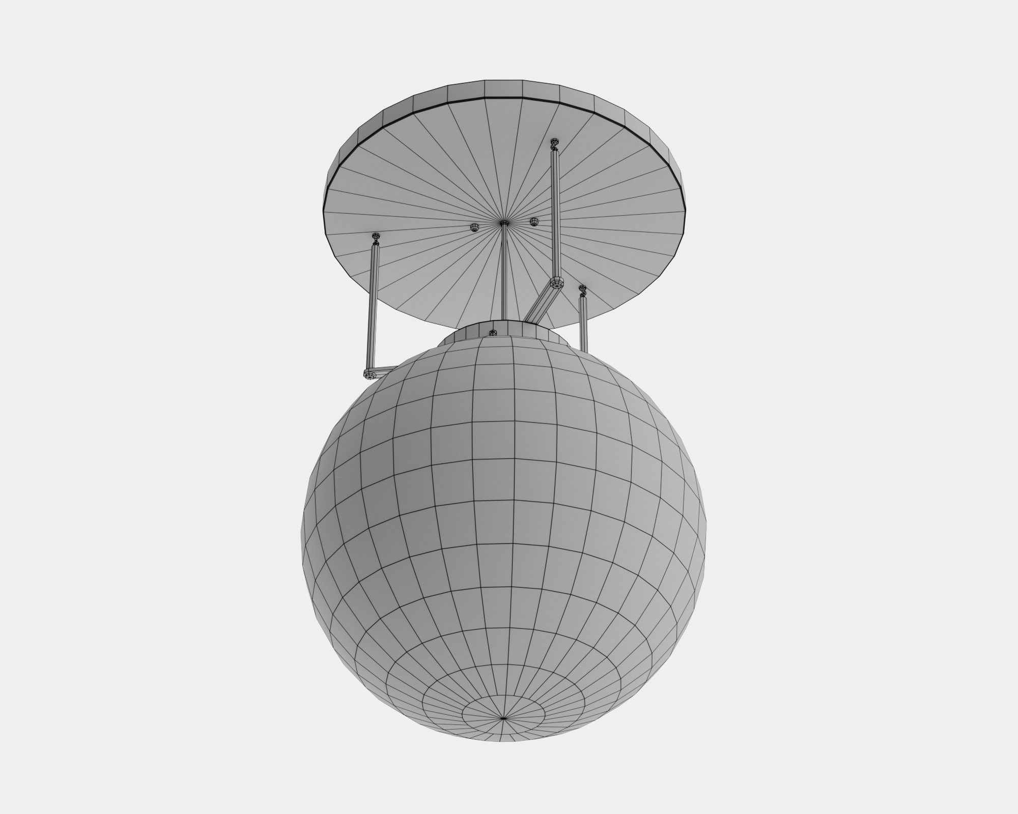 Spherical retro ceiling light pbr game ready C4D model Low-poly 3D model_10