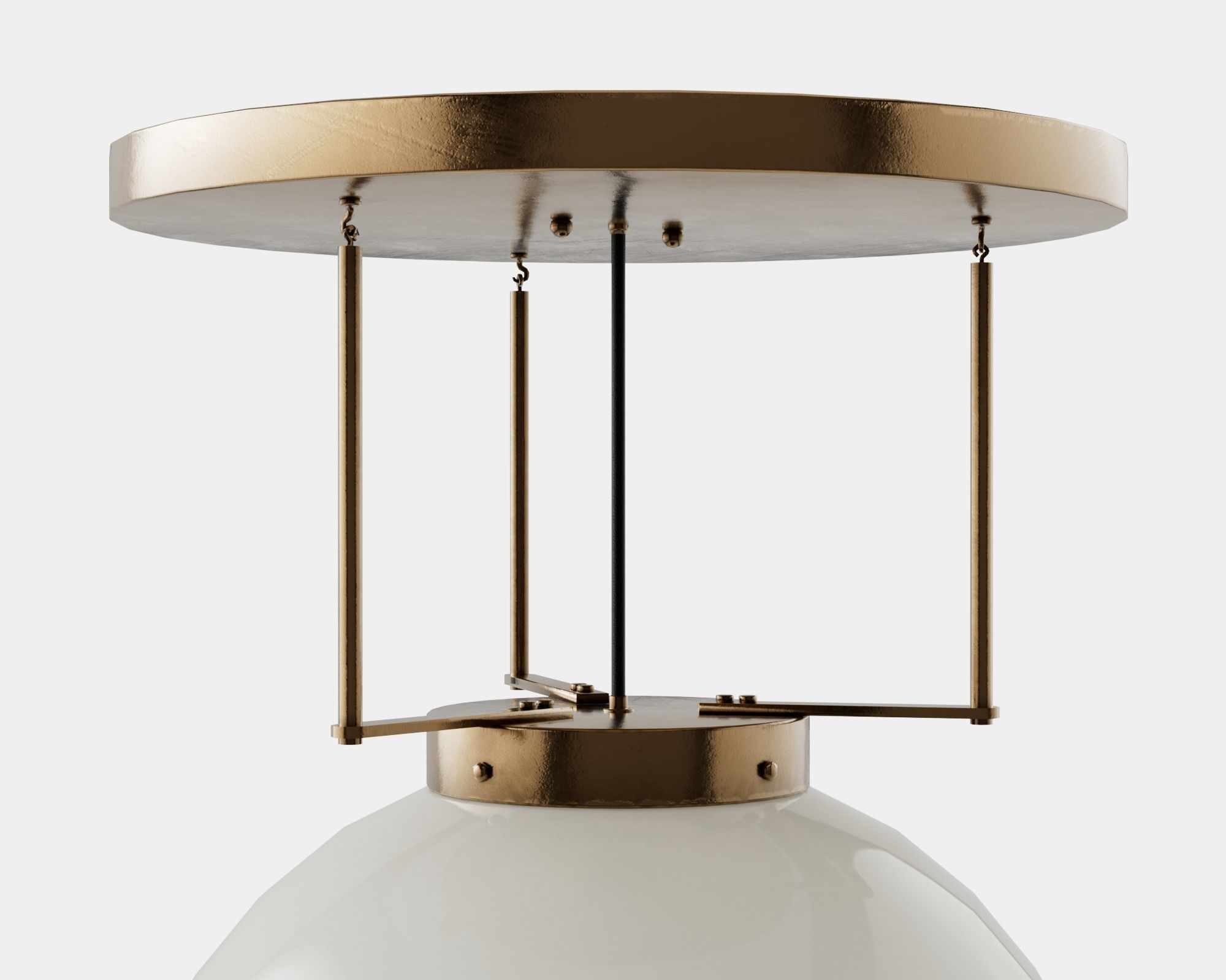 Spherical retro ceiling light pbr game ready C4D model Low-poly 3D model_3