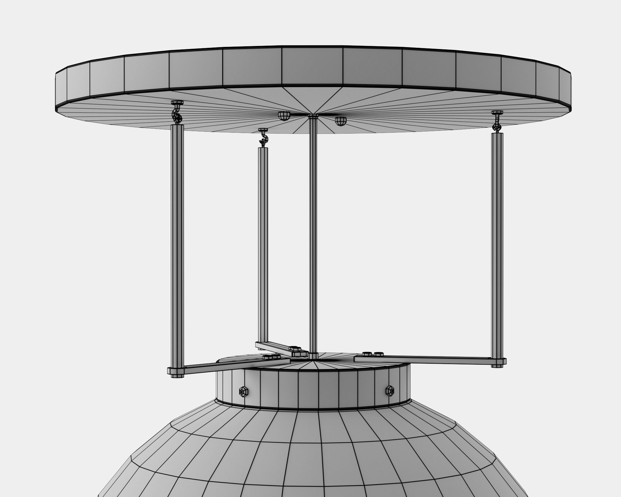 Spherical retro ceiling light pbr game ready C4D model Low-poly 3D model_4