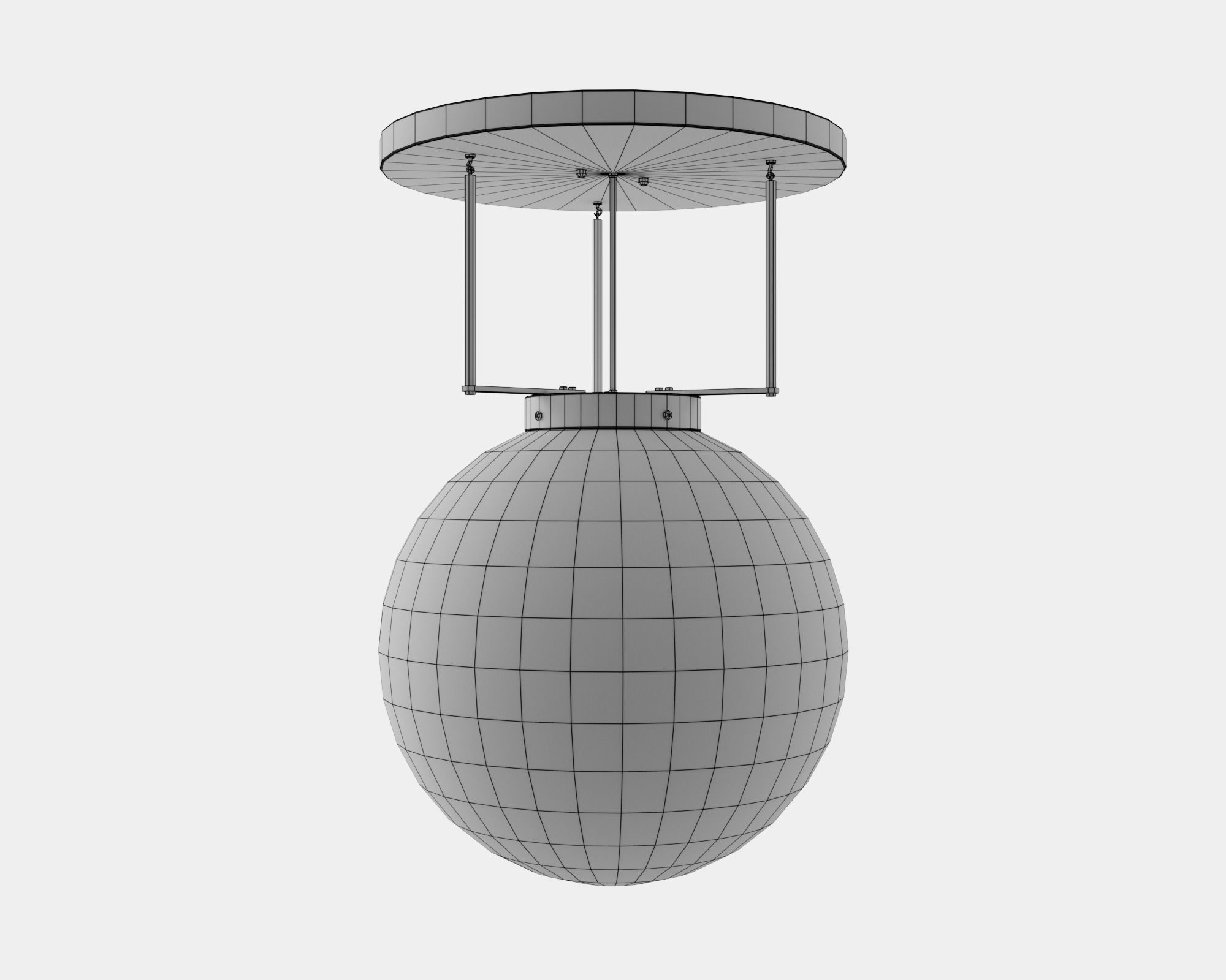 Spherical retro ceiling light pbr game ready C4D model Low-poly 3D model_2
