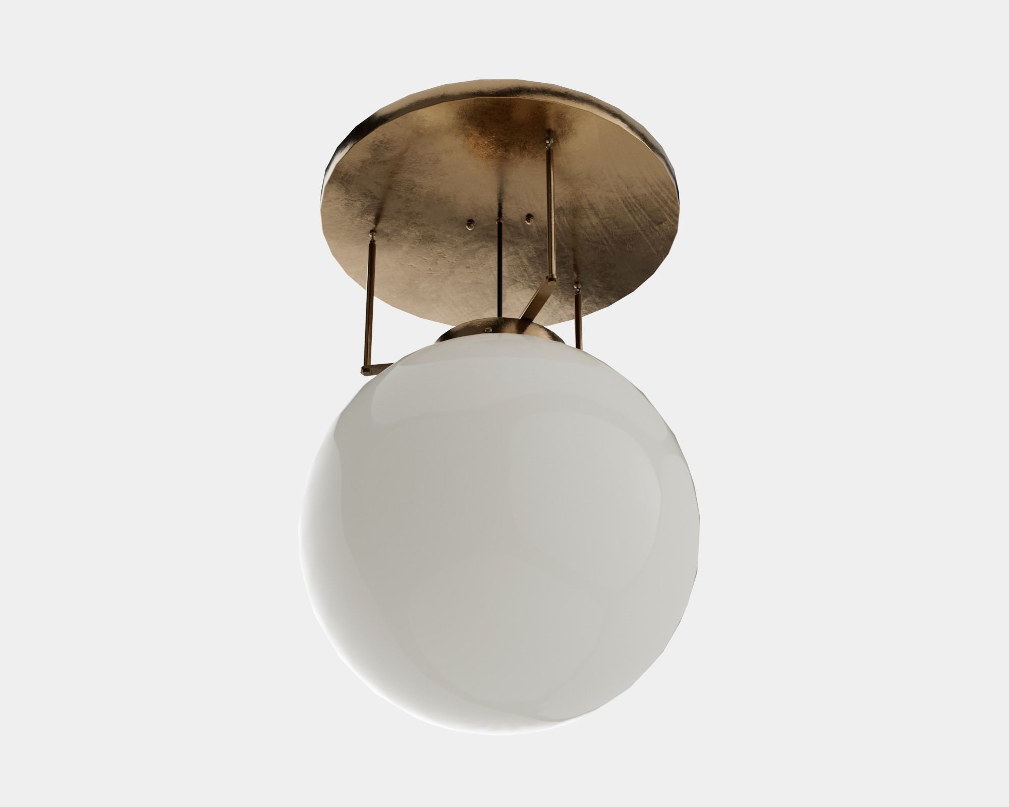 Spherical retro ceiling light pbr game ready C4D model Low-poly 3D model_9