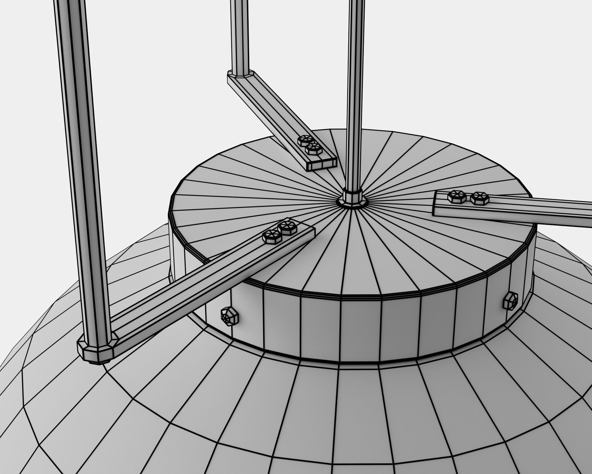 Spherical retro ceiling light pbr game ready C4D model Low-poly 3D model_6