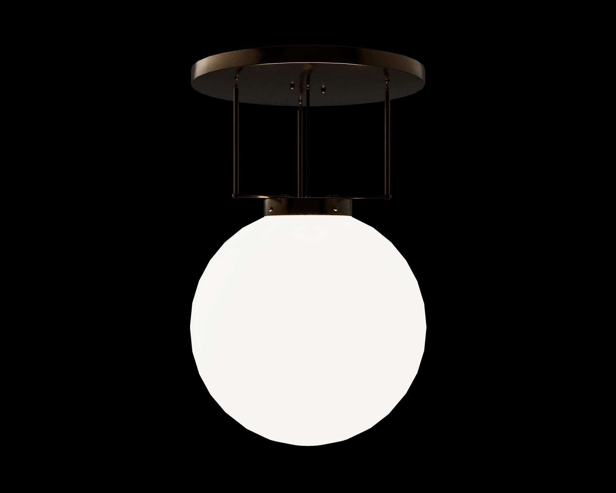 Spherical retro ceiling light pbr game ready C4D model Low-poly 3D model_1