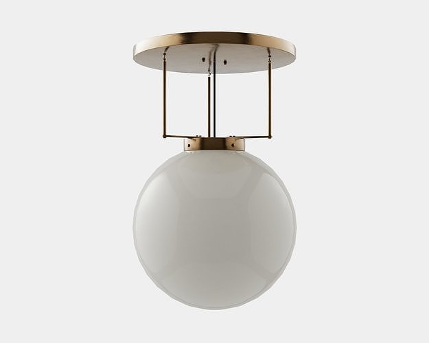 Spherical retro ceiling light pbr game ready C4D model Low-poly 3D model