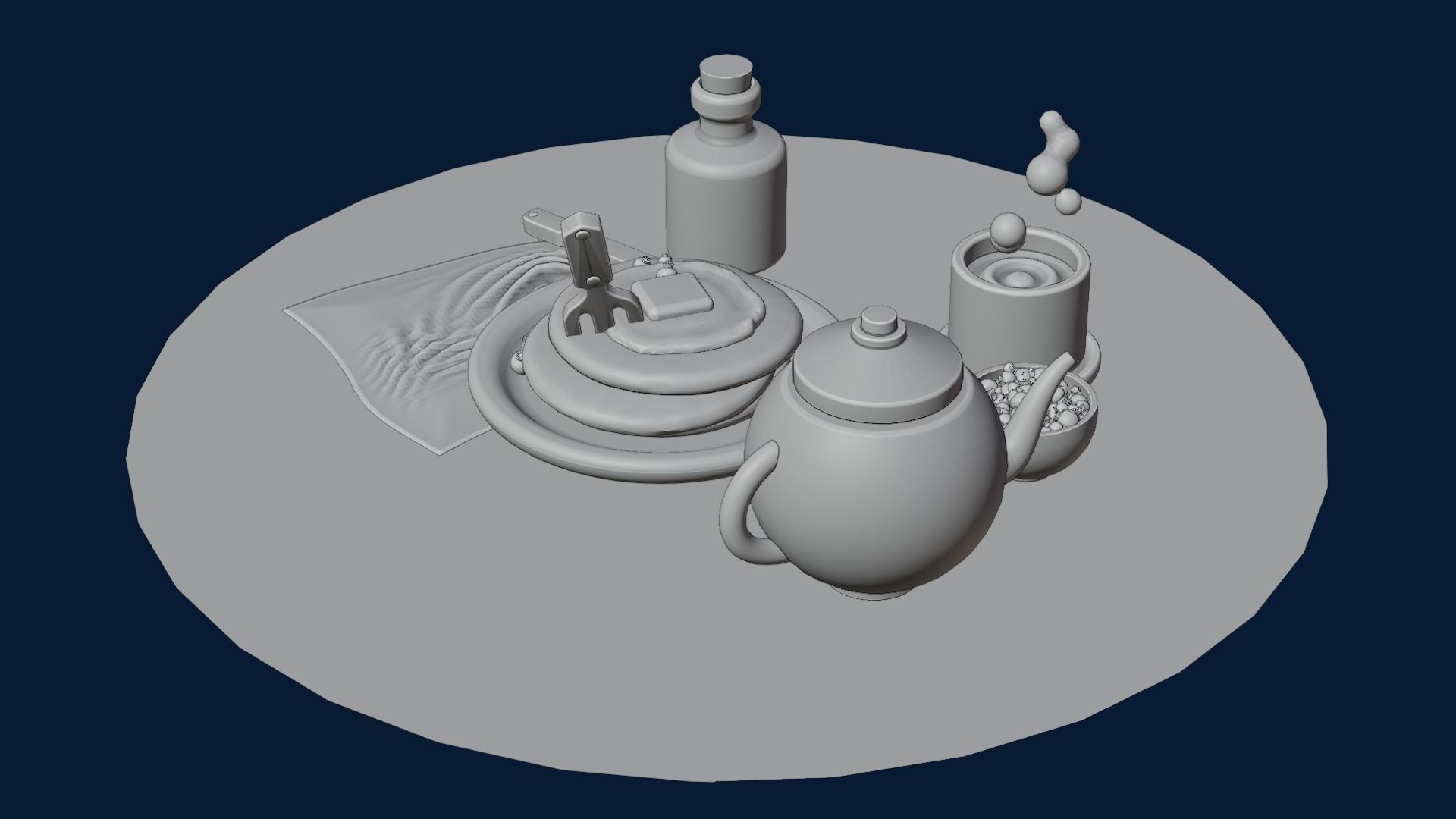 nice little breakfast Low-poly 3D model_19
