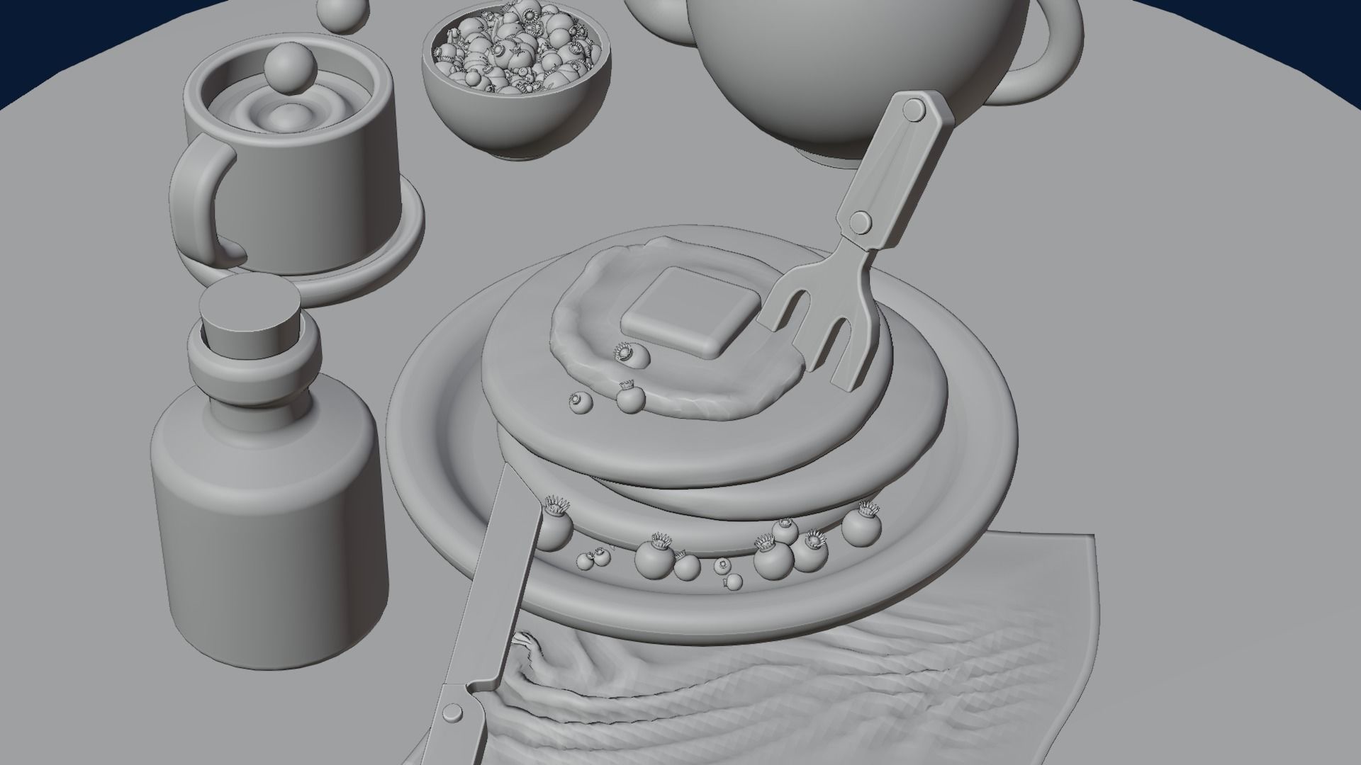 nice little breakfast Low-poly 3D model_26