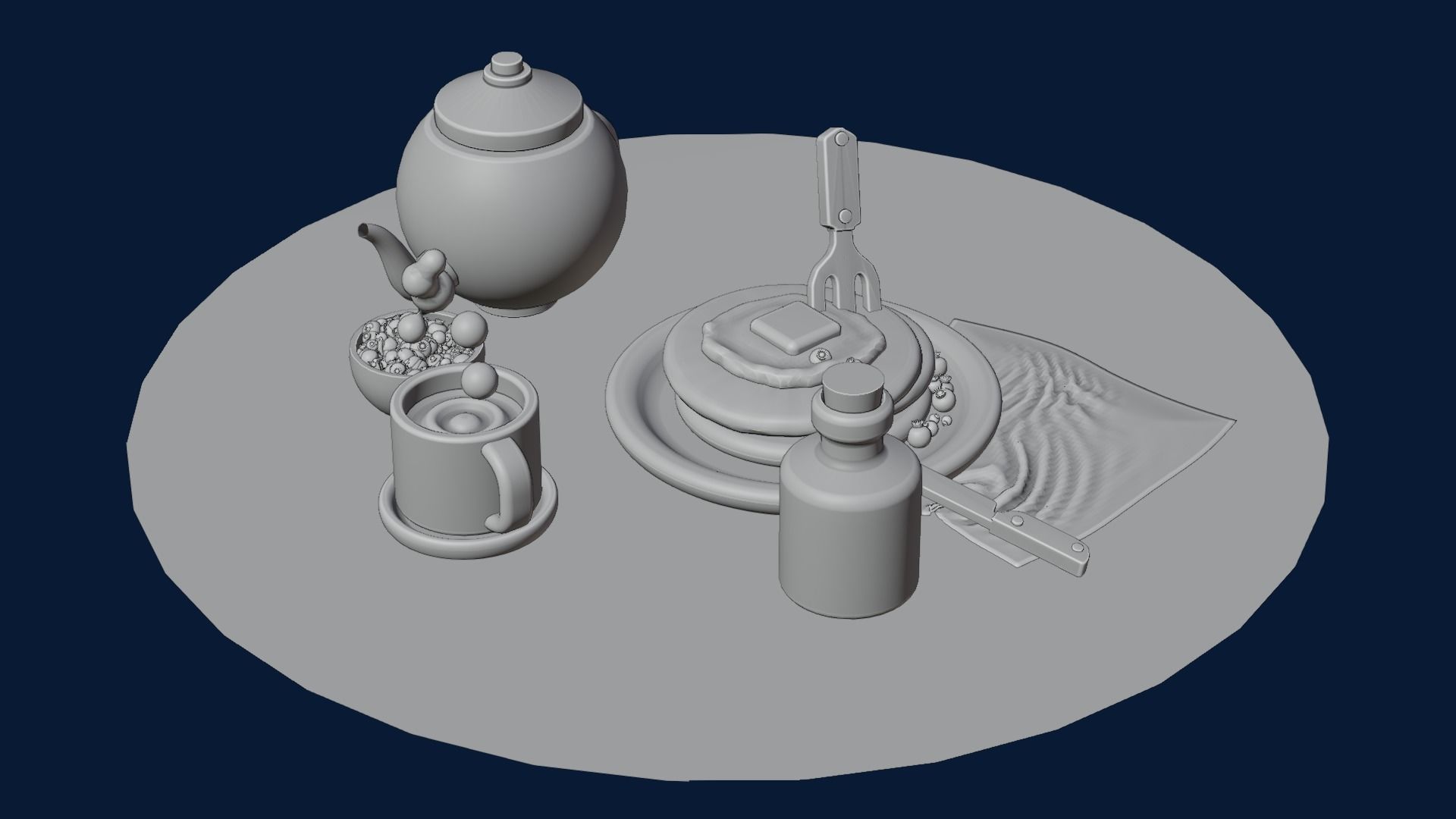 nice little breakfast Low-poly 3D model_23