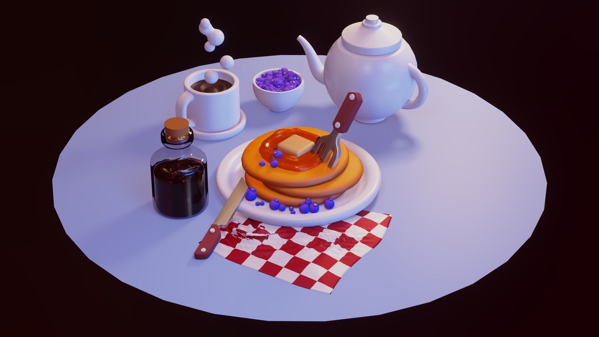 nice little breakfast Low-poly 3D model_3