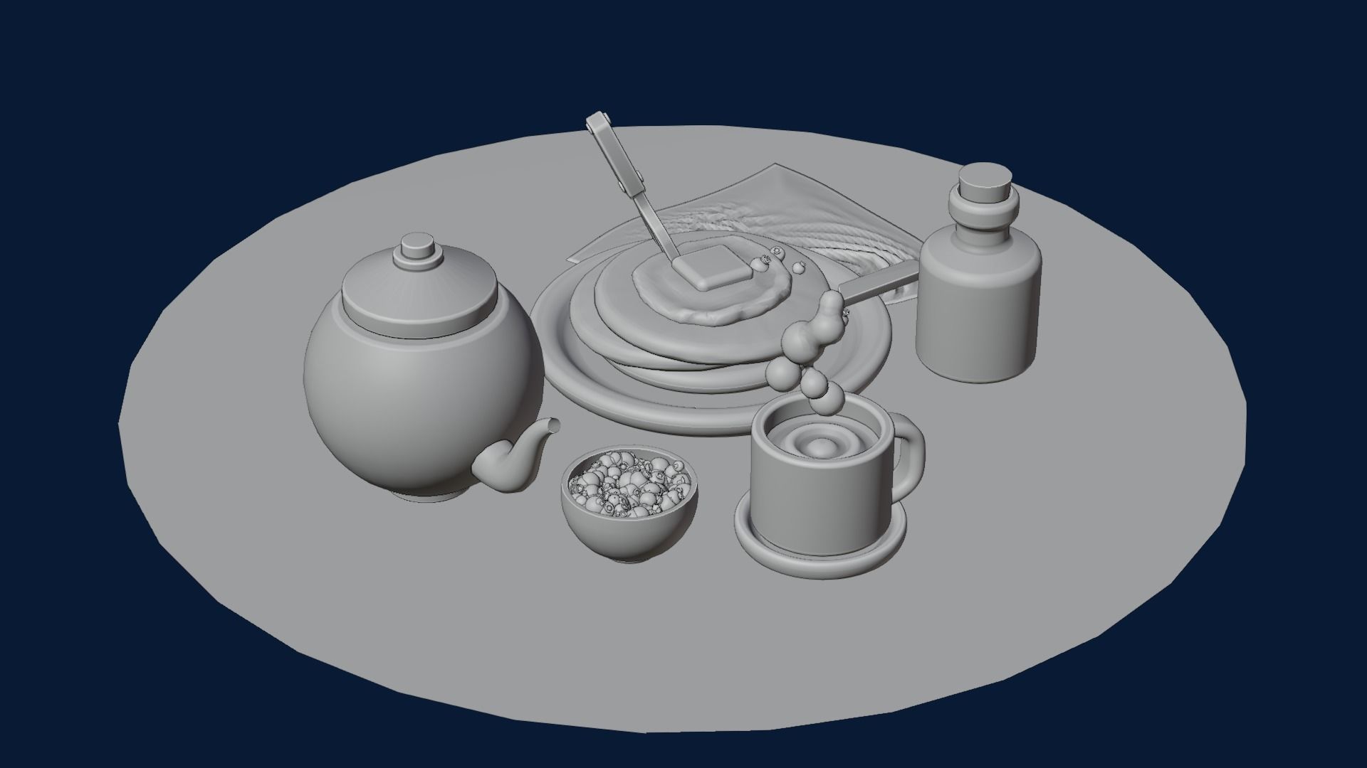 nice little breakfast Low-poly 3D model_21