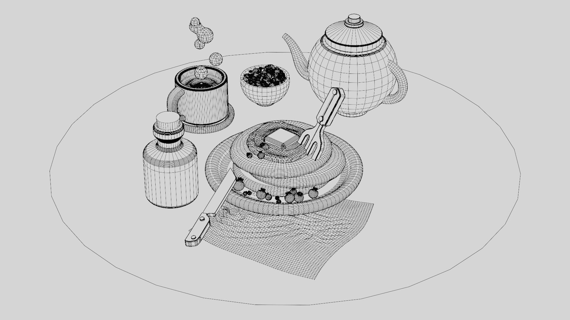 nice little breakfast Low-poly 3D model_28