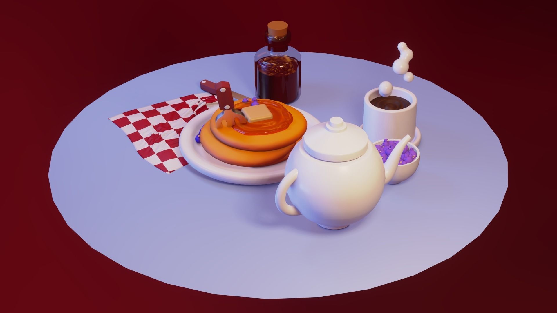 nice little breakfast Low-poly 3D model_6