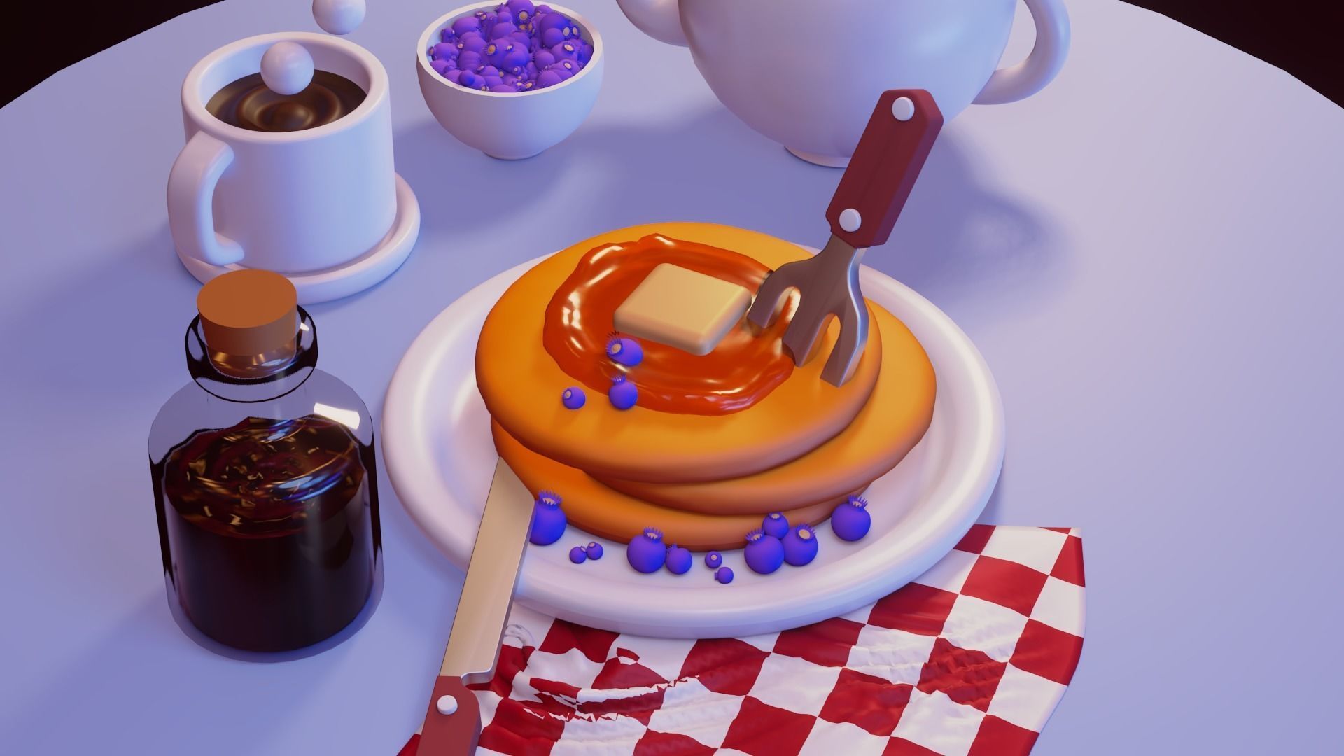 nice little breakfast Low-poly 3D model_13