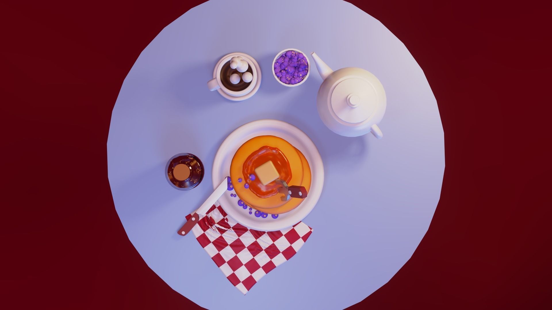 nice little breakfast Low-poly 3D model_12