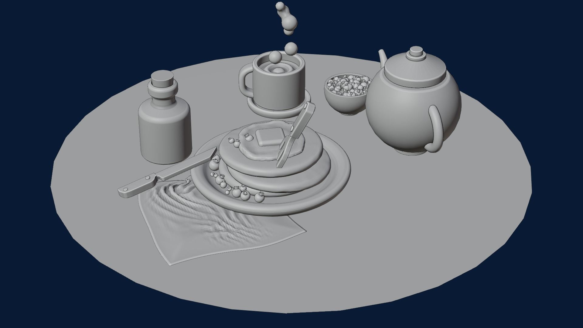 nice little breakfast Low-poly 3D model_17