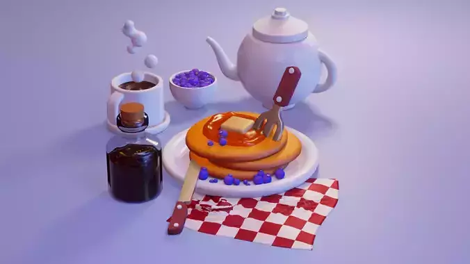 nice little breakfast Low-poly 3D model