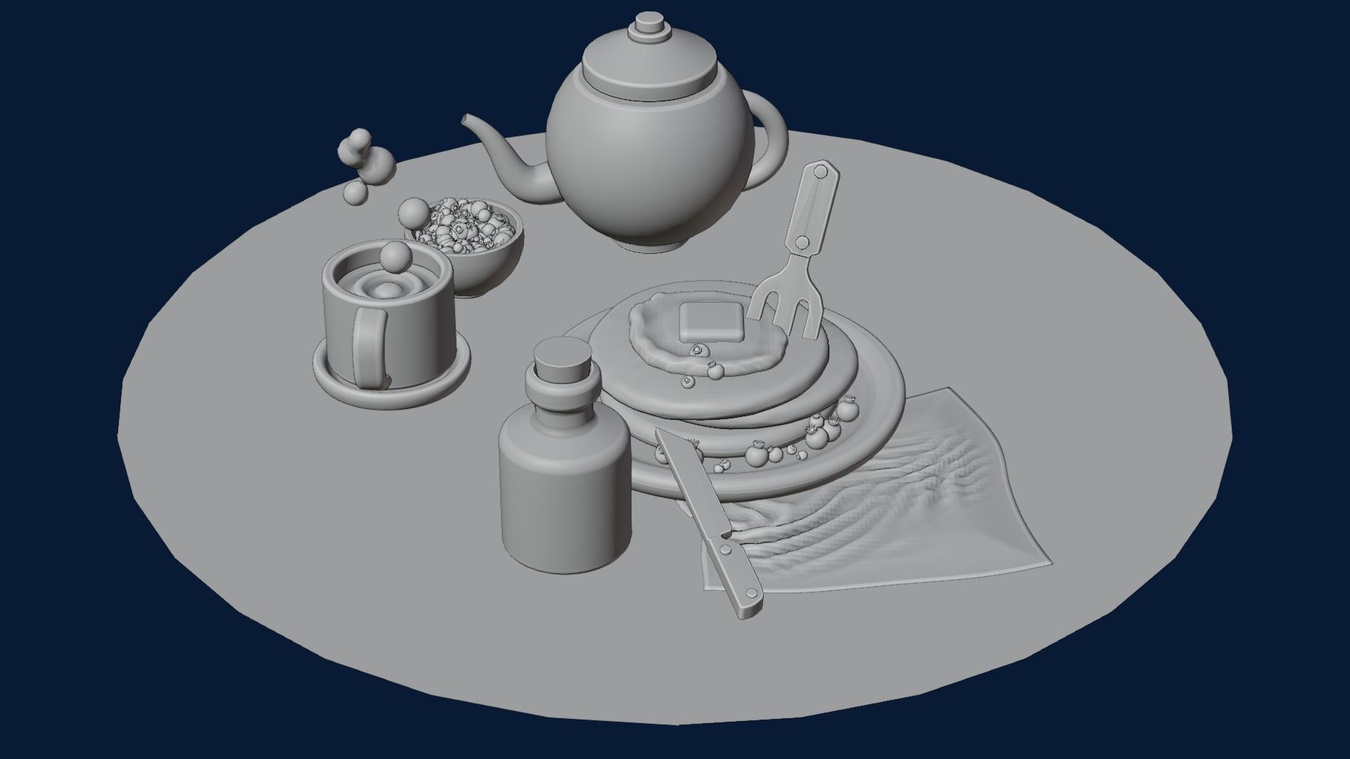 nice little breakfast Low-poly 3D model_15
