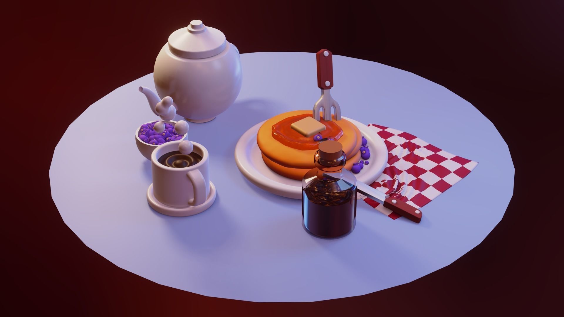 nice little breakfast Low-poly 3D model_10