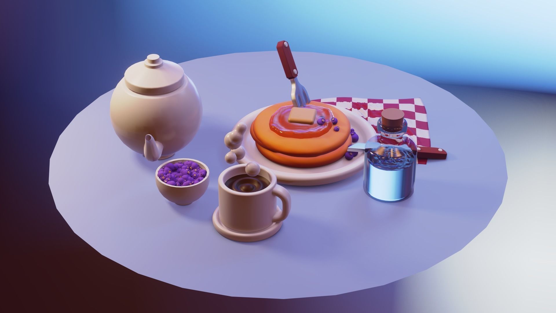 nice little breakfast Low-poly 3D model_9