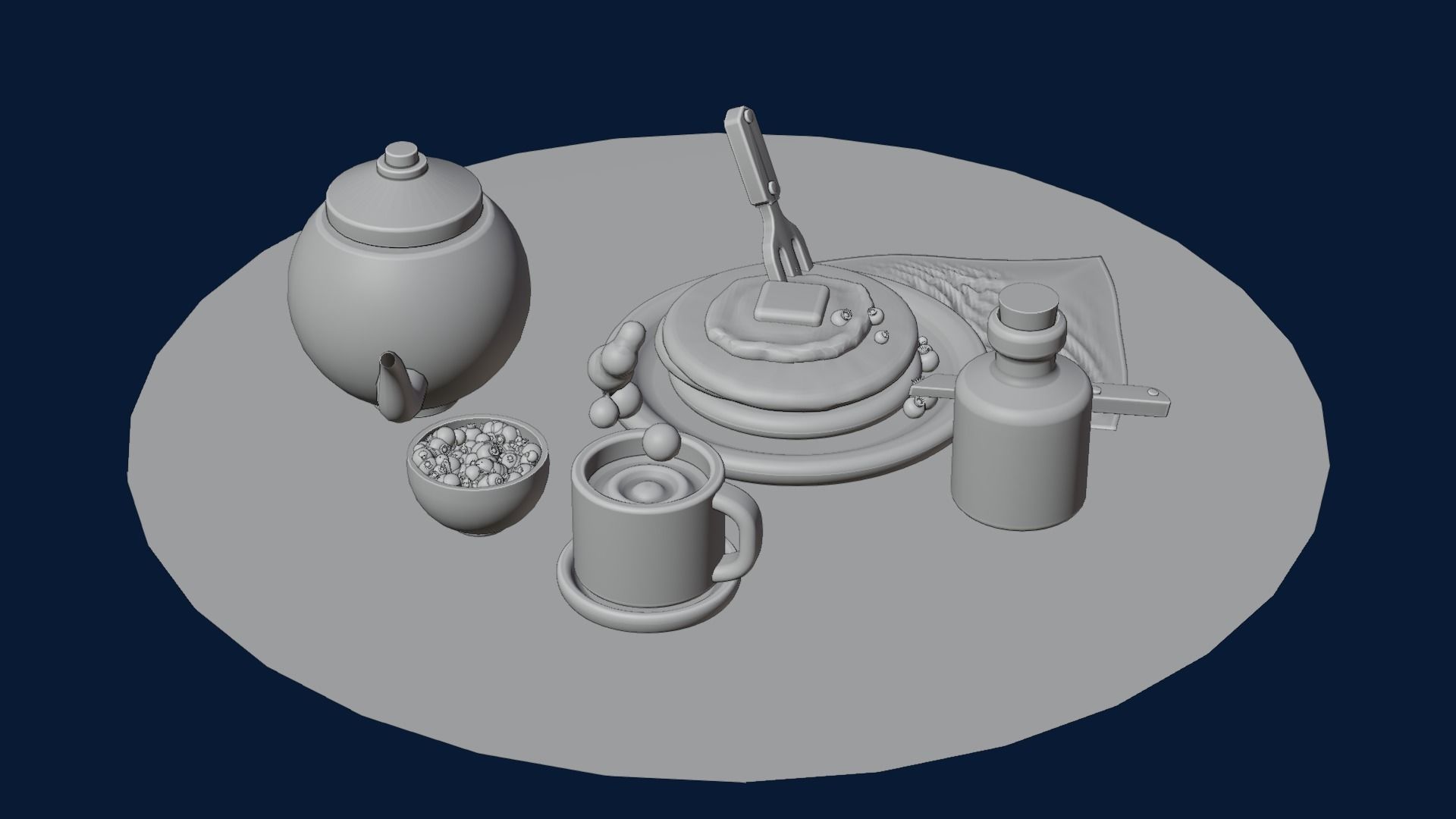 nice little breakfast Low-poly 3D model_22