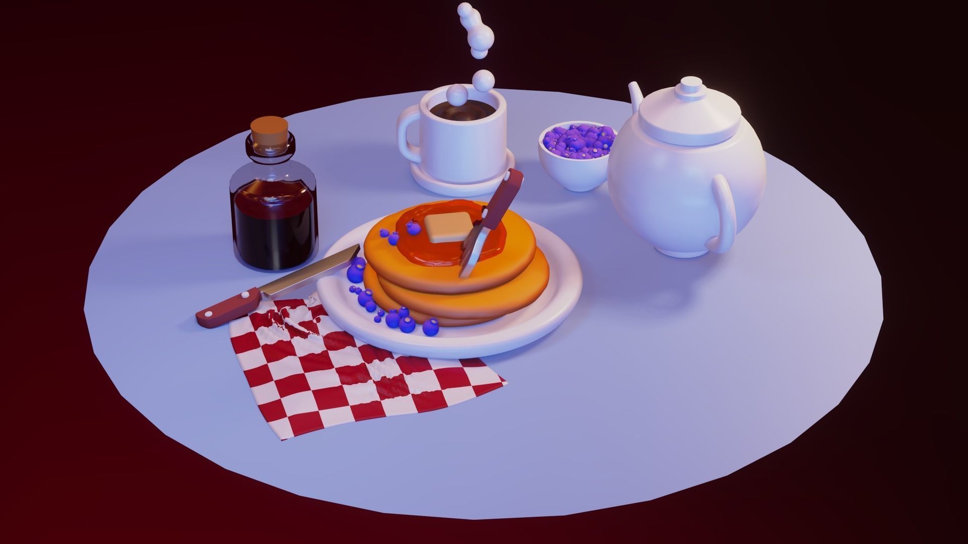 nice little breakfast Low-poly 3D model_4